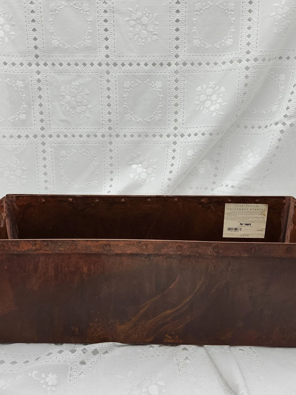 Vintage Copper rust w/ rivet Window Box rectangle Planter Jardiniere Pier 1